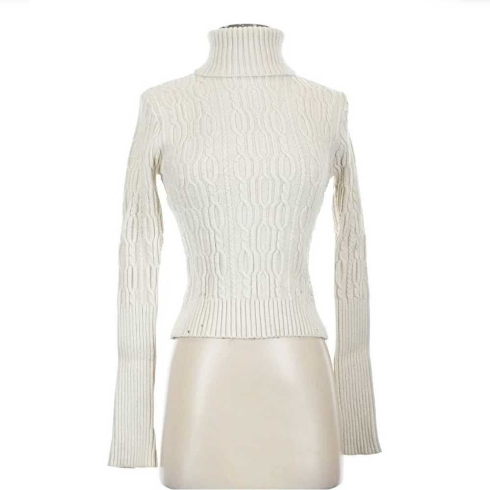 Zara Cable Knit Turtleneck Sweater - Cream